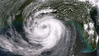 Hurricane Isaac as it moved over Houma territory in 2012. (NASA)