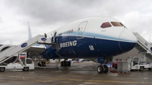 The Boeing 787 Dreamliner on display in Paris 