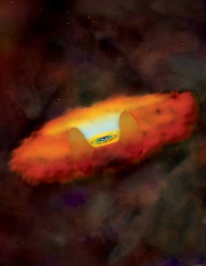 Artist's conception of an accretion disk around a supermassive black hole (Photo: NASA/JPL...