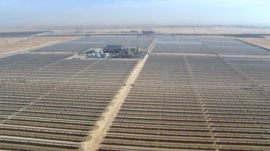 The Shams 1 concentrated solar power plant covers and area of 2.5 square km (1 sq mile) 