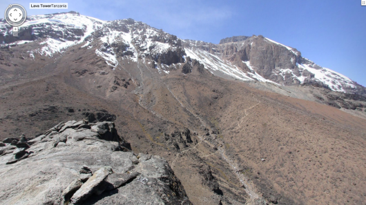 The view from the top of Mount Kilimanjaro through Google Maps Street View