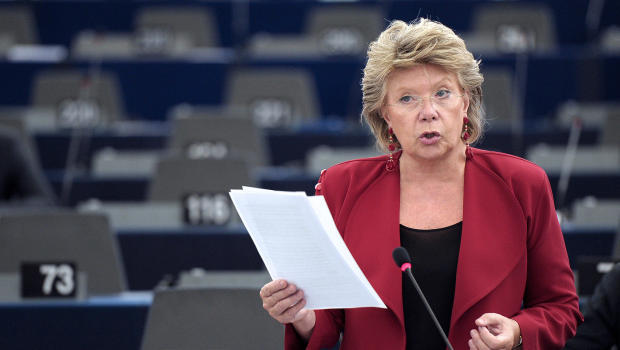 European Union Commissioner for Justice Viviane Reding speaks during a debate on the situation of Roma people at the European Parliament in Strasbourg, eastern France, on October 9, 2013.