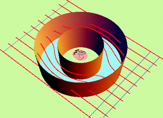 Light rays being diverted around a tiny Harry Potter sketch by an annular invisibility clo...