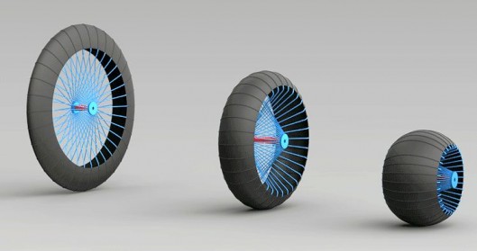 The Roadless wheel concept is based on networks of compliant arches whose shapes vary with...