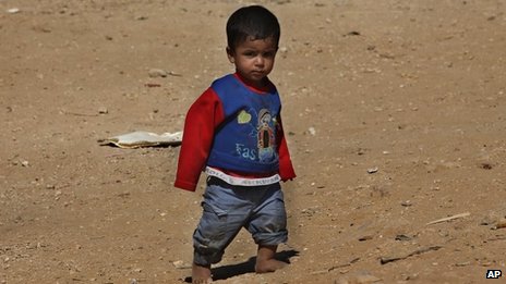 A Syrian child in a refugee camp near Al-Faour, Lebanon (file photo)