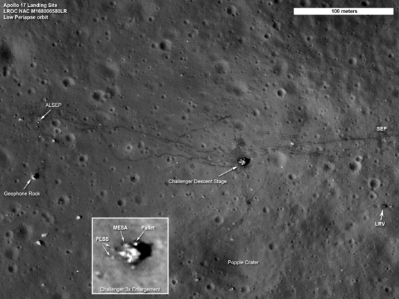 NASA's Lunar Reconnaissance Orbiter captured new images of the Apollo 17 moon landing site.