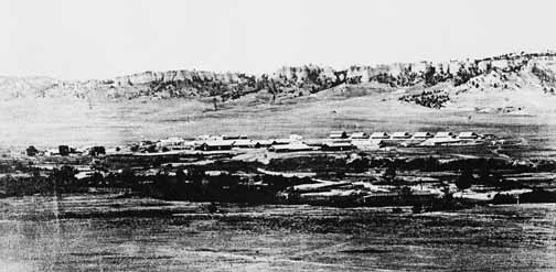 Fort Robinson as it appeared when it became a permanent military post late in 1878. (Nebraska State Historical Society)