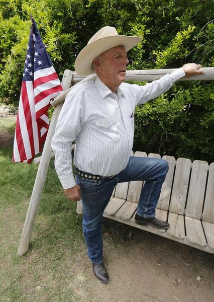 MESQUITE, NV - APRIL 11: Rancher Cliven Bundy poses for a photo outside his ranch house on April 11, 2014 west of Mesquite, Nevada. Bureau of Land Management officials are rounding up Cliven Bundy's cattle, he has been locked in a dispute with the BLM for a couple of decades over grazing rights. (Photo by George Frey/Getty Images George Frey/Getty Images