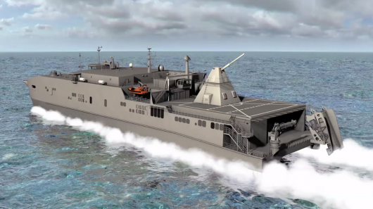 Artist's concept of a ship equipped with a railgun turret (Image: US Navy)