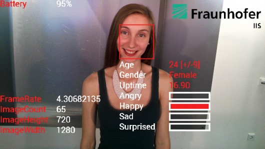 Facial recognition technology developed at the Fraunhofer Institute can detect human emoti...