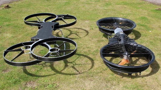 The work in progress MK2 Hoverbike (left), and original design (right) (Photo: Chris Wood/...