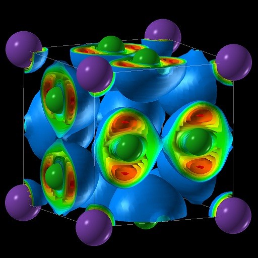 Electron localization function in the cubic NaCl3 structure (Image: Stony Brook University...