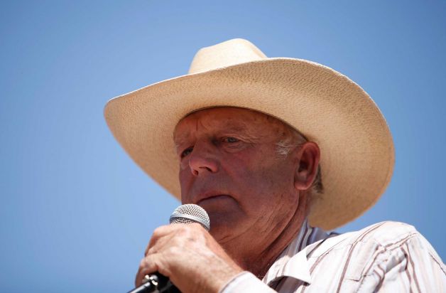 FILE - In this April 24, 2014, file photo, rancher Cliven Bundy speaks at a news conference near Bunkerville, Nev. U.S. Bureau of Land Management officials say they agree with a Nevada sheriff's position that rancher Bundy must be held accountable for his role in an April standoff between his supporters and the federal agency. Clark County Sheriff Doug Gillespie said Bundy crossed the line when he allowed states' rights supporters, including self-proclaimed militia members, onto his property to aim guns at police. Photo: John Locher, AP / Las Vegas Review-Journal