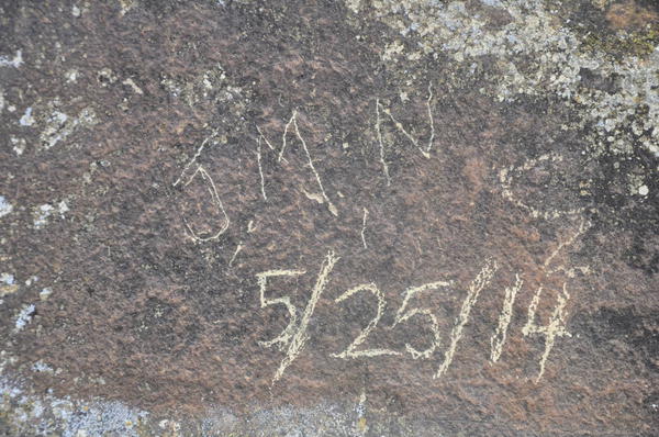 A close-up image of the vandalism that occurred in Nine Mile Canyon on May 25, 2014. (Jerry Spangler, Colorado Plateau Archaeological Alliance)