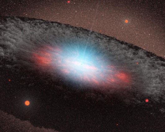 This artists impression shows the expected composition of a supermassive black hole under ...
