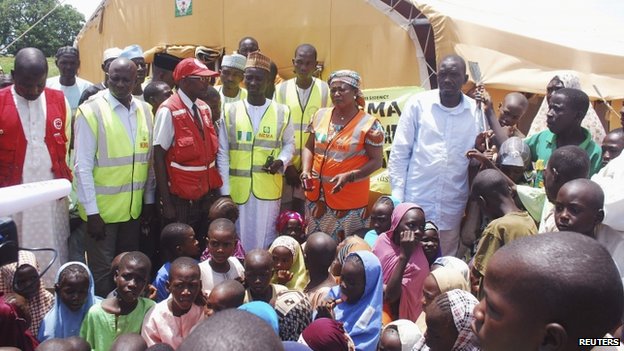 Refugees gather in an internally displaced persons (IDP) camp in Nigeria (1 September 2014) 