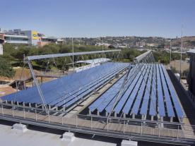South Africa's first concentrated solar cooling system ensures pleasant temperatures at the headquarters of the South African mobile phone company MTN in Johannesburg.