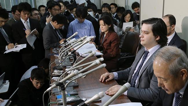Karpeles attends a 2014 press conference at the Justice Ministry in Tokyo.