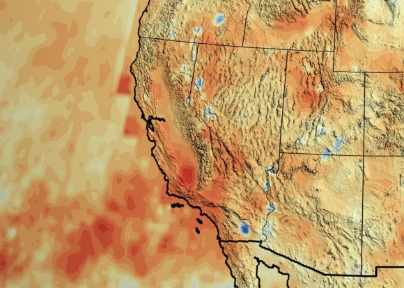California's accumulated precipitation deficit from 2012 to 2014 shown as a percent change from the 17-year average based on TRMM multi-satellite observations. Image credit: NASA/Goddard Scientific Visualization Studio