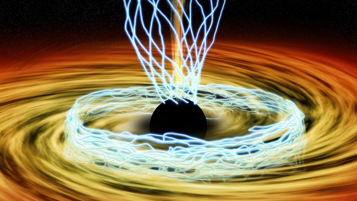 Artist's impression of the magnetic field present around the event horizon of Sgr A*