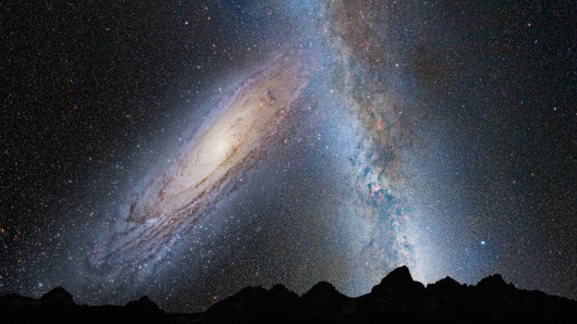 NASA graphic showing Andromeda featuring prominently in the night sky, as it will in 3.75 ...