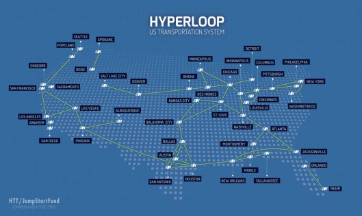 HTT's proposed Hyperloop routes throughout the US