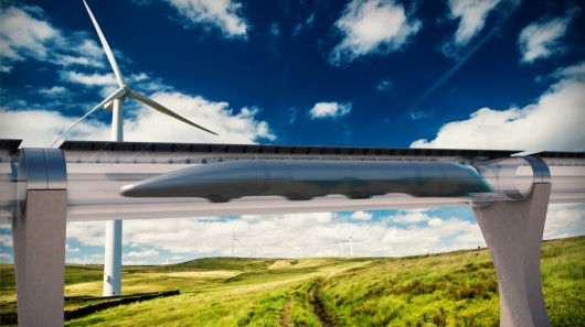 HTT's rendering of the proposed Hyperloop in action