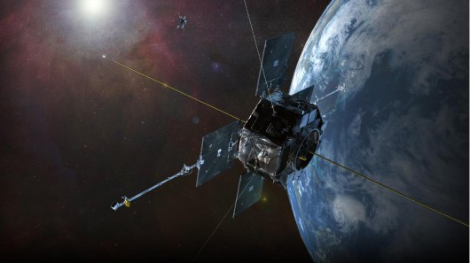 The data was collected by NASA's Van Allen Probes, seen here in an artist's rendition (Ima...