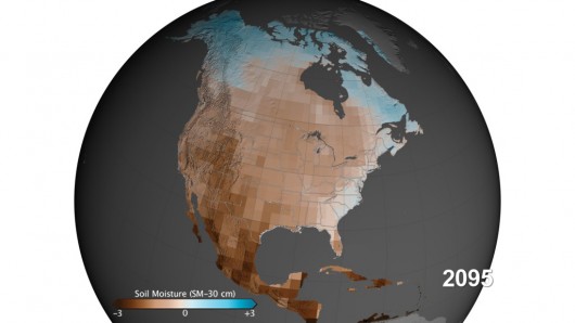 30-cm (11.8-in)-deep moisture projection based on NASA's moderate carbon emission scenario...