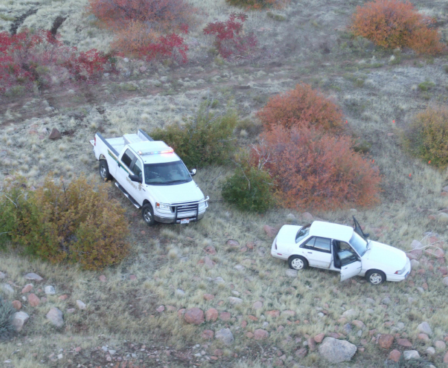 Dana Harnes, the driver of the car, states the deputys car was following right behind them on the chase into the mountains. The Kanosh family and Attorney Todd McFarlane question Deputy Josses decision to go after Corey Kanosh, passenger, rather than the driver. (screen shot provided by Todd McFarlane)