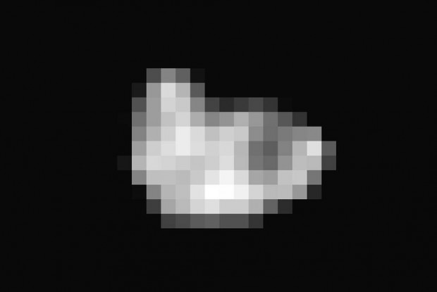A pixelated look at Hydra, another of Pluto's moons. (Image source: NASA-JHUAPL-SwRI)
