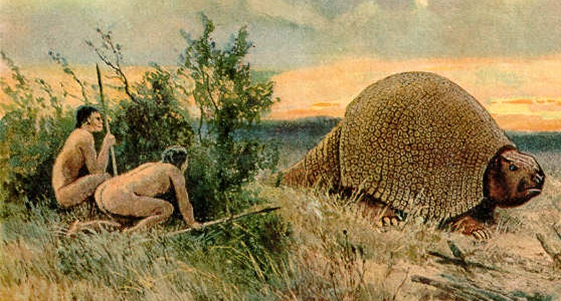 "Glyptodon old drawing" by Heinrich Harder (1858-1935) - The Wonderful Paleo Art of Heinrich Harder. Licensed under Public Domain via Wikimedia Commons.