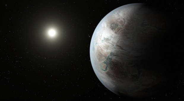An artist's concept of the possible appearance of the planet Kepler-452b. (Image Credits: NASA/JPL-Caltech/T. Pyle)