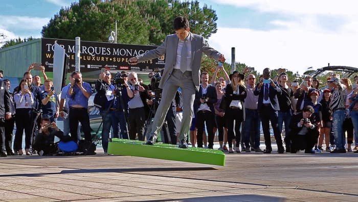 ARCA Space CEO Dumitru Popescu rides the ArcaBoard in Monte Carlo earlier this month