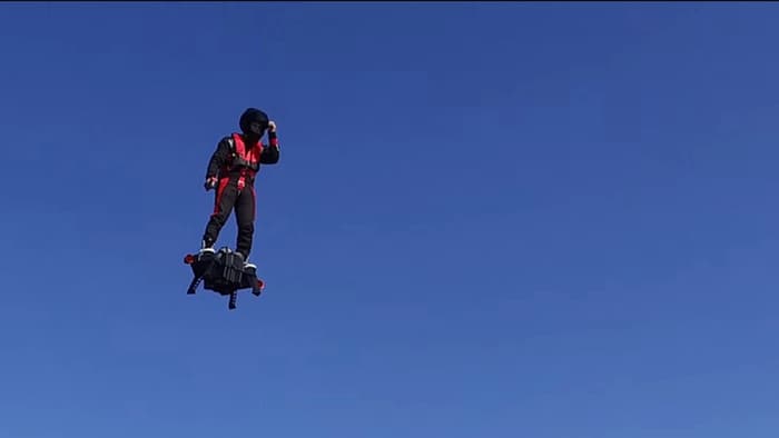 Flyboard Air: Franky Zapata looks strangely calm for a man standing on nothing but a pile ...