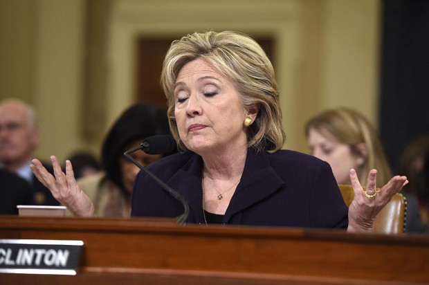 Former Secretary of State and Democratic Presidential nominee Hillary Clinton testifies before the House Select Committee on Benghazi on Capitol Hill in Washington, DC, October 22, 2015. (SAUL LOEB/AFP/Getty Images)
