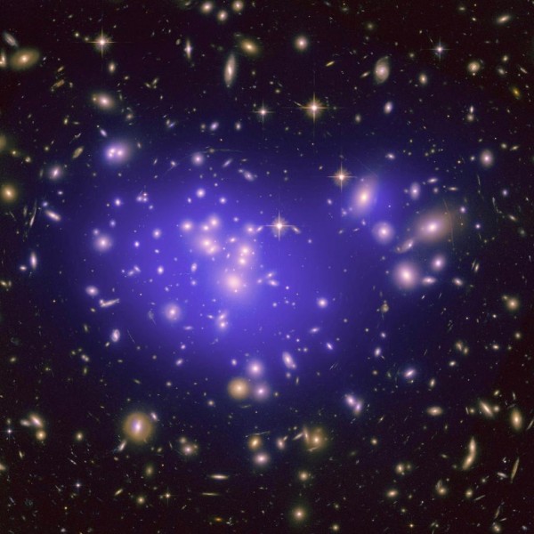 View larger. | This image from NASA's Hubble Space Telescope shows the inner region of Abell 1689, an immense cluster of galaxies. Scientists say the galaxy clusters we see today have resulted from fluctuations in the density of matter in the early universe. Image via NASA/ESA/JPL-Caltech/Yale/CNRS