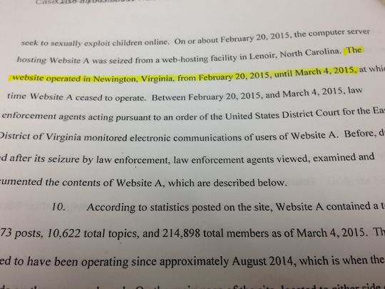 Court documents reveal FBI operation in Virginia.