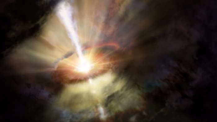 An artist's impression of the clouds around a black hole