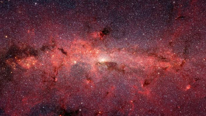 Infrared mosaic of the galactic center captured by the Spitzer Space Telescope