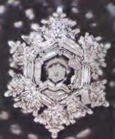A structured water molecule of Fujiwara Dam after an offering of prayer. From The Message From Water by Masaru Emoto.