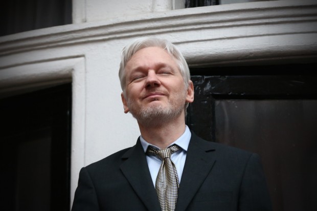 Wikileaks founder Julian Assange squints in the sunlight as he prepares to speak from the balcony of the Ecuadorian embassy where he continues to seek asylum following an extradition request from Sweden in 2012, on February 5, 2016 in London, England. (Carl Court/Getty Images)