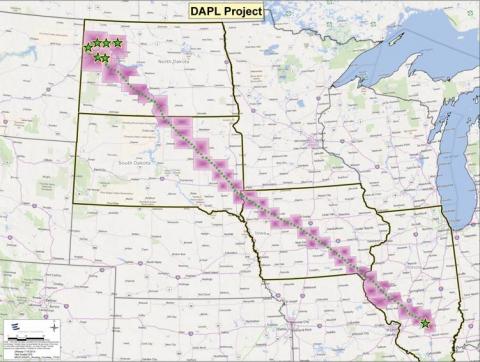 The projected Route of the Dakota Access Pipeline ( 2015 Energy Transfer Partners, L.P.)