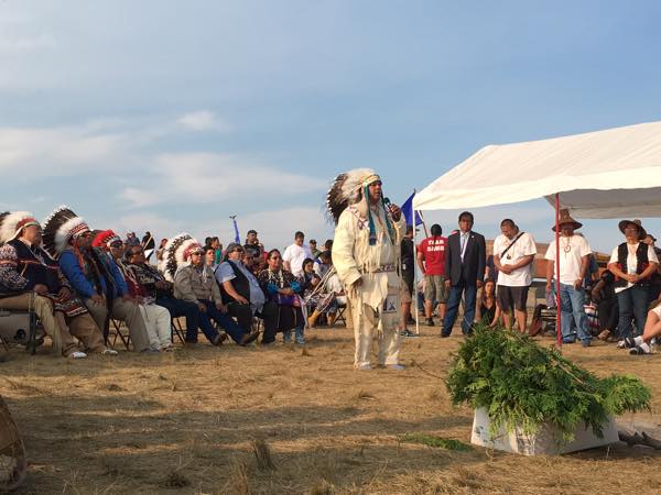 Yakama Nation Chairman JoDe Goudy speaks. (Photo: Courtesy Steven Sitting Bear/Standing Rock Sioux Tribe)
