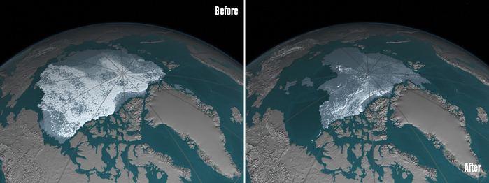 NASA Images of Change  Arctic Sea Ice coverage since September 1984