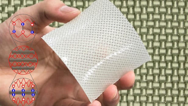 The newly developed fiber-reinforced hydrogel consists of polyampholyte gels and glass fiber fabric