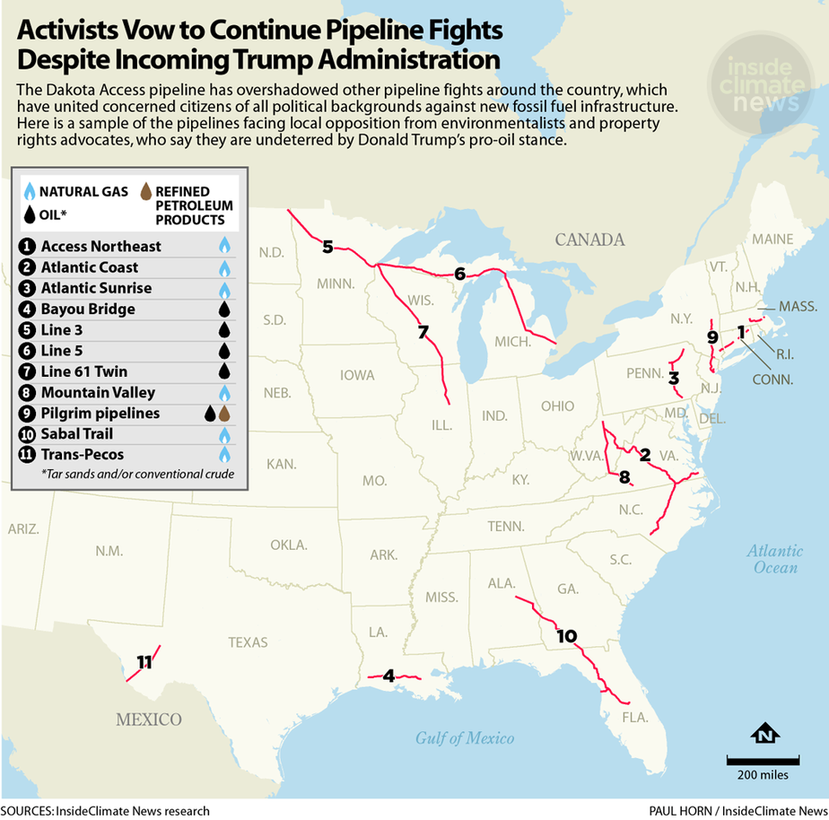 Map of the contested pipelines