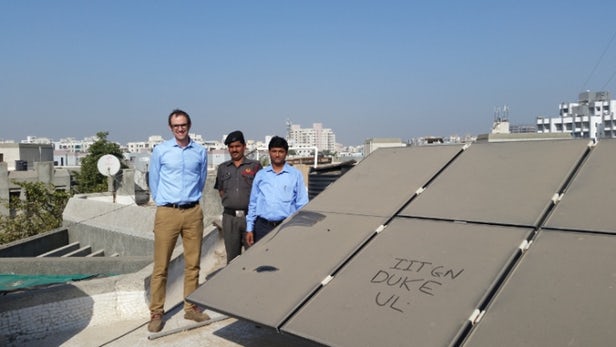 Duke engineering professor Michael Bergin (left) stands with Indian Institute of Technology-Gandhinagar colleague Chinmay Ghoro next ...