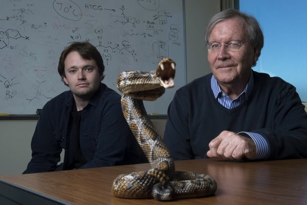 Jeffrey O'Brien (left) and Ken Shea of UC Irvine have developed a new type of snake...