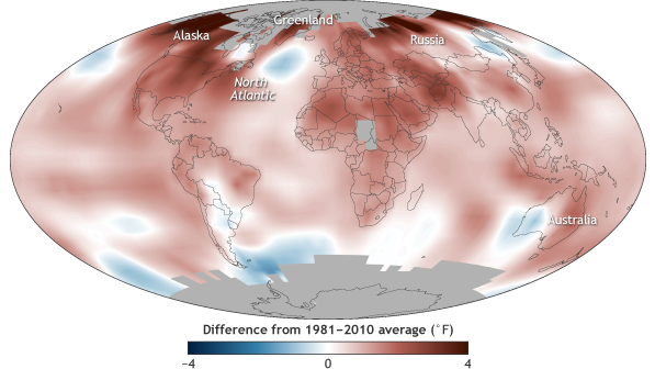 global temperature map 2016
